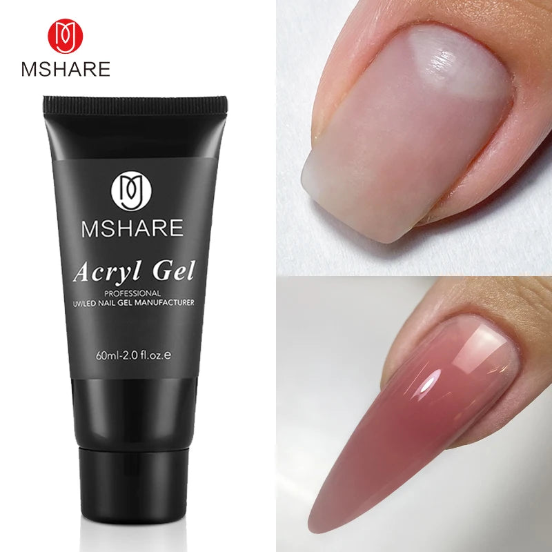 MSHARE Poly Nails Acryl Gel 60ml Builder UV Led Acrylgel Nails Extensions Acrylic Pink White Clear Acrylatic Hema Tpo Free Gel