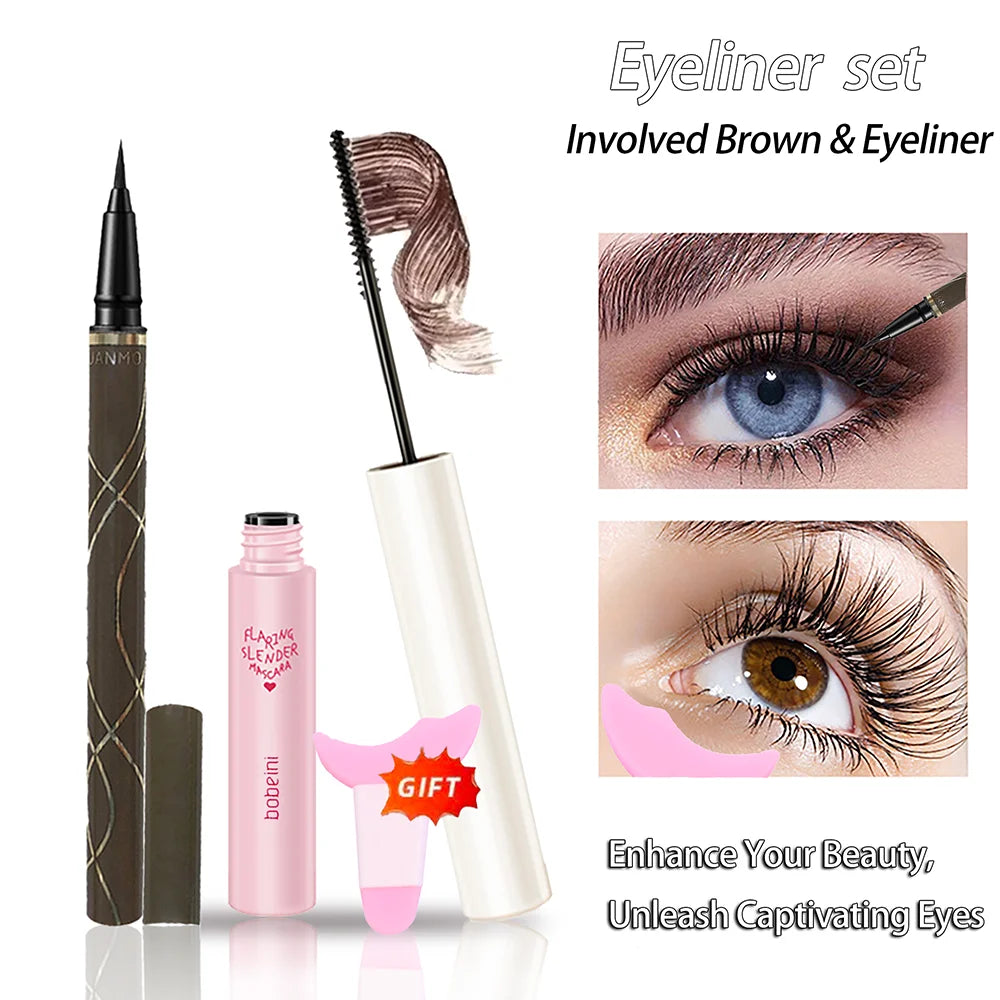 Silk Fiber Curling Mascara, Ultra-Fine Brush, Lengthening & Volumizing, Waterproof, Smudge-Proof, Long-Lasting, Unisex, Eye Safe
