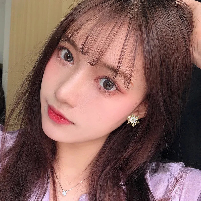 New Lovely Snowflake Charm Earring For Women Christmas Gift Fashion Crystal Zircon Stud Earrings Girls New Year Jewelry