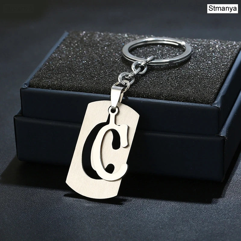 Charm New 26 Letters Stainless Steel Key Chain Men Women keychain Best Couple gift Jewelry Car Key Ring A-Z Keychain