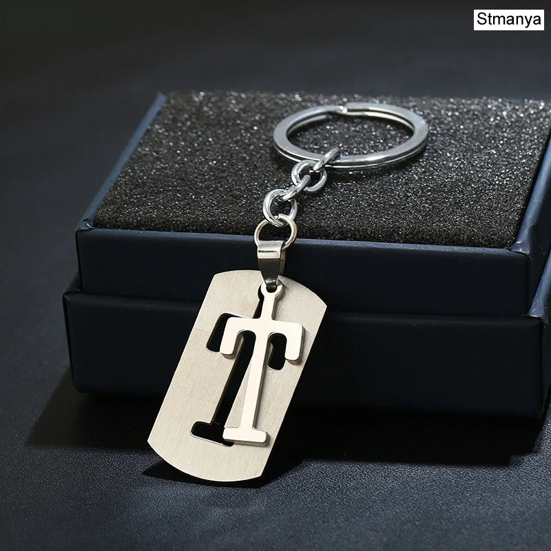 Charm New 26 Letters Stainless Steel Key Chain Men Women keychain Best Couple gift Jewelry Car Key Ring A-Z Keychain