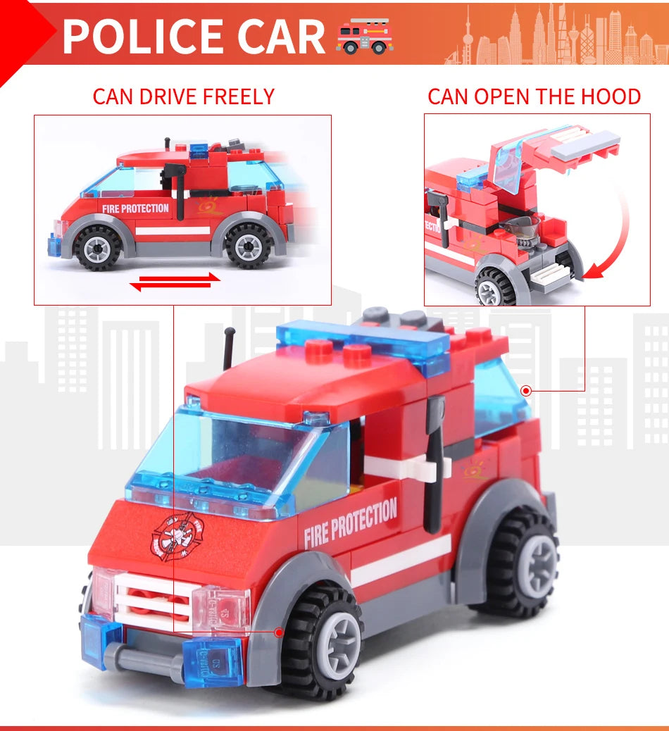 HUIQIBAO 774pcs City Fire Station Model Building Blocks Boys Firefighter Truck Educational Construction Bricks Toys For Children