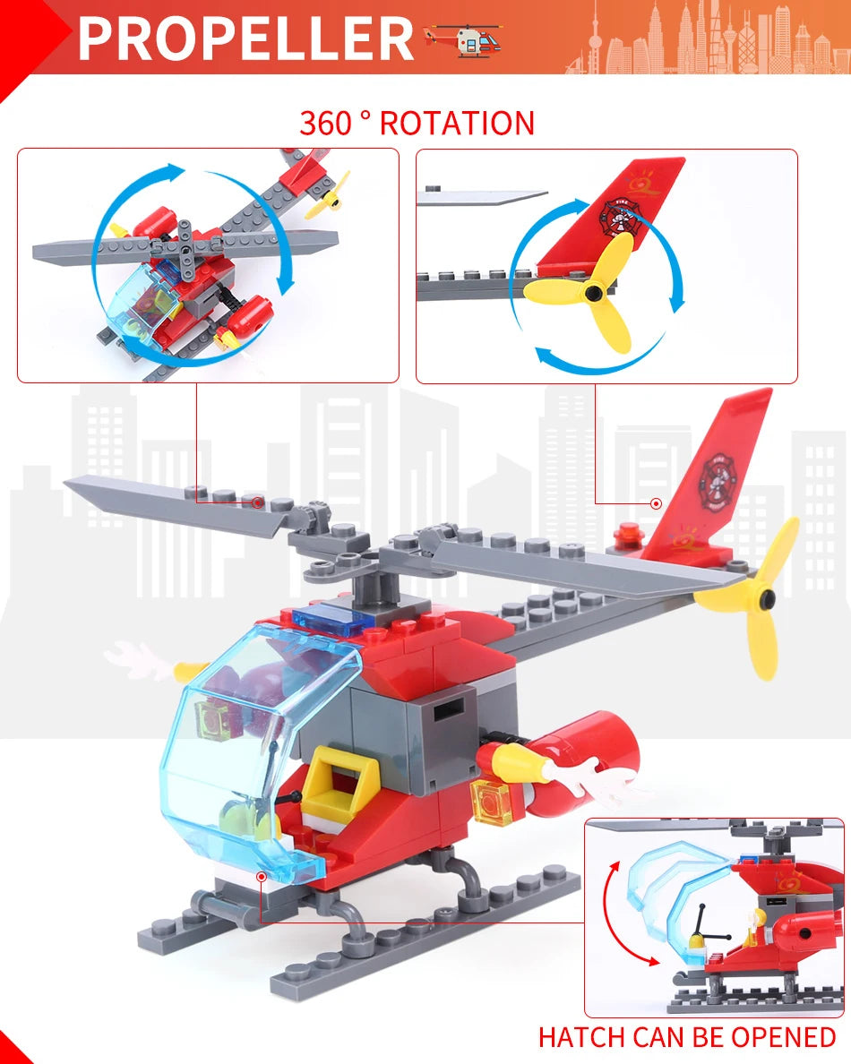 HUIQIBAO 774pcs City Fire Station Model Building Blocks Boys Firefighter Truck Educational Construction Bricks Toys For Children