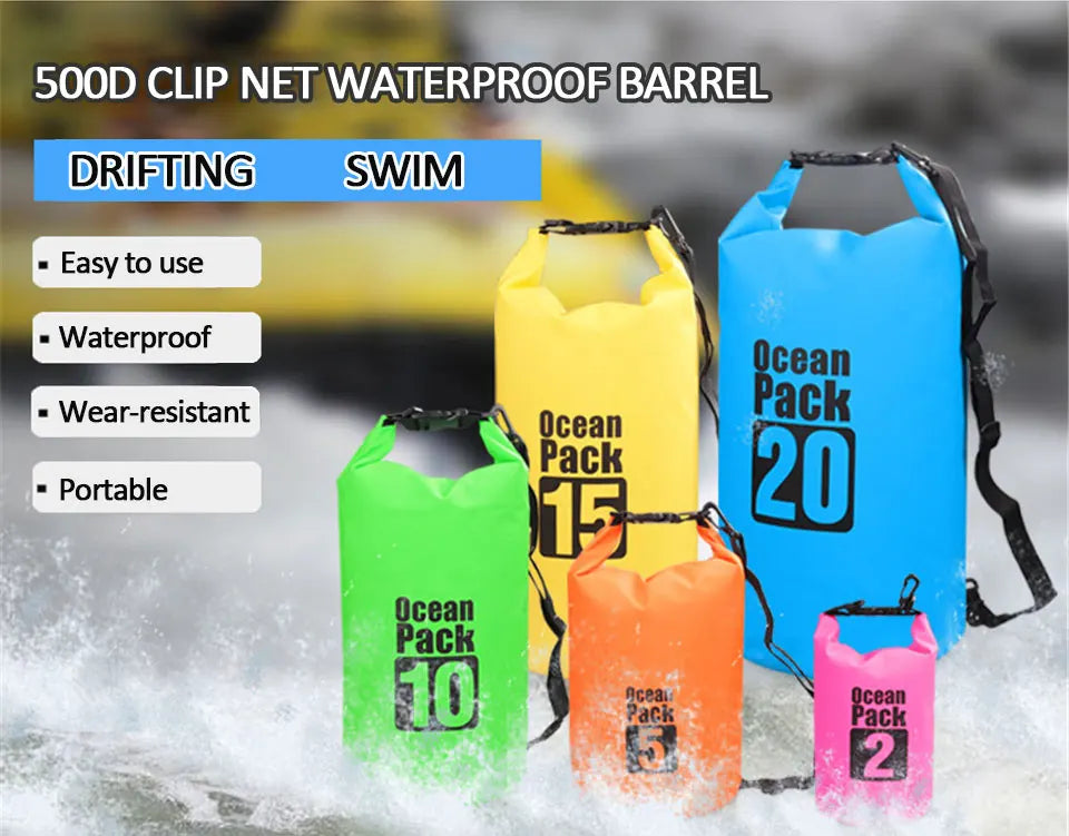 Waterproof PVC Dry Bag for Women Men 2L/5L/10L/15L/20L/30L Outdoor Sport Storage Bag for Kayaking, Boating, Fishing, Swimming