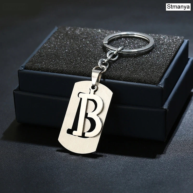 Charm New 26 Letters Stainless Steel Key Chain Men Women keychain Best Couple gift Jewelry Car Key Ring A-Z Keychain