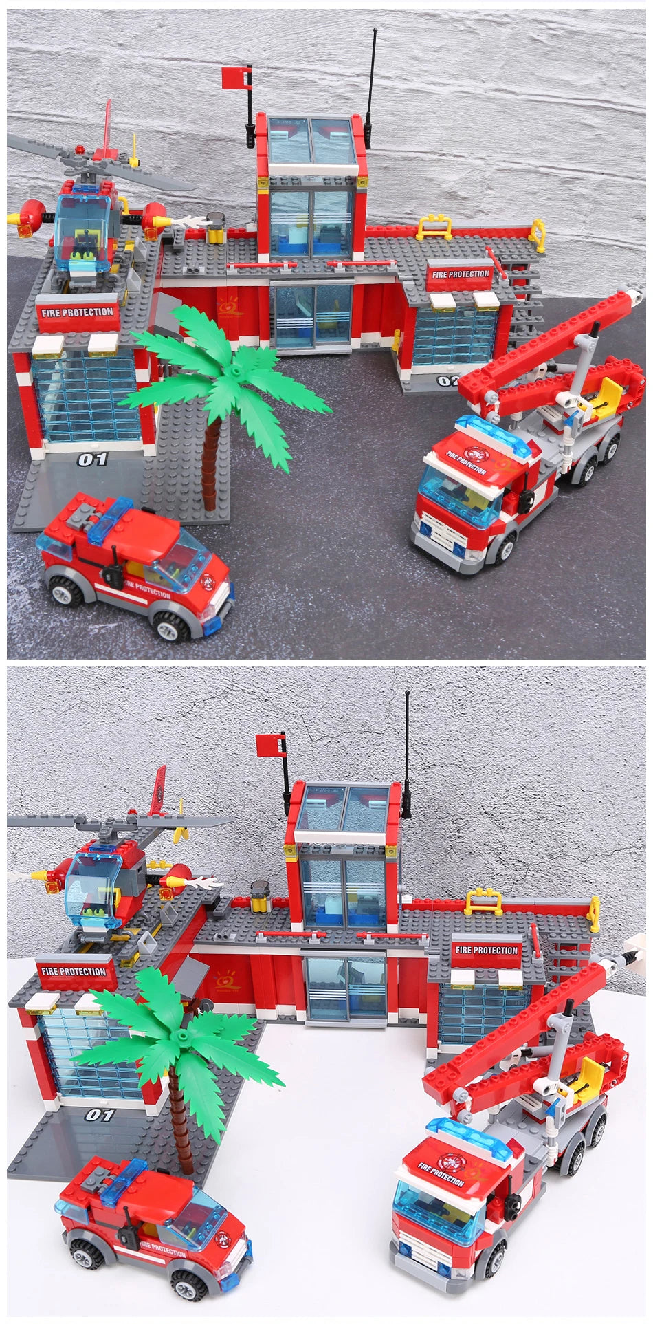 HUIQIBAO 774pcs City Fire Station Model Building Blocks Boys Firefighter Truck Educational Construction Bricks Toys For Children