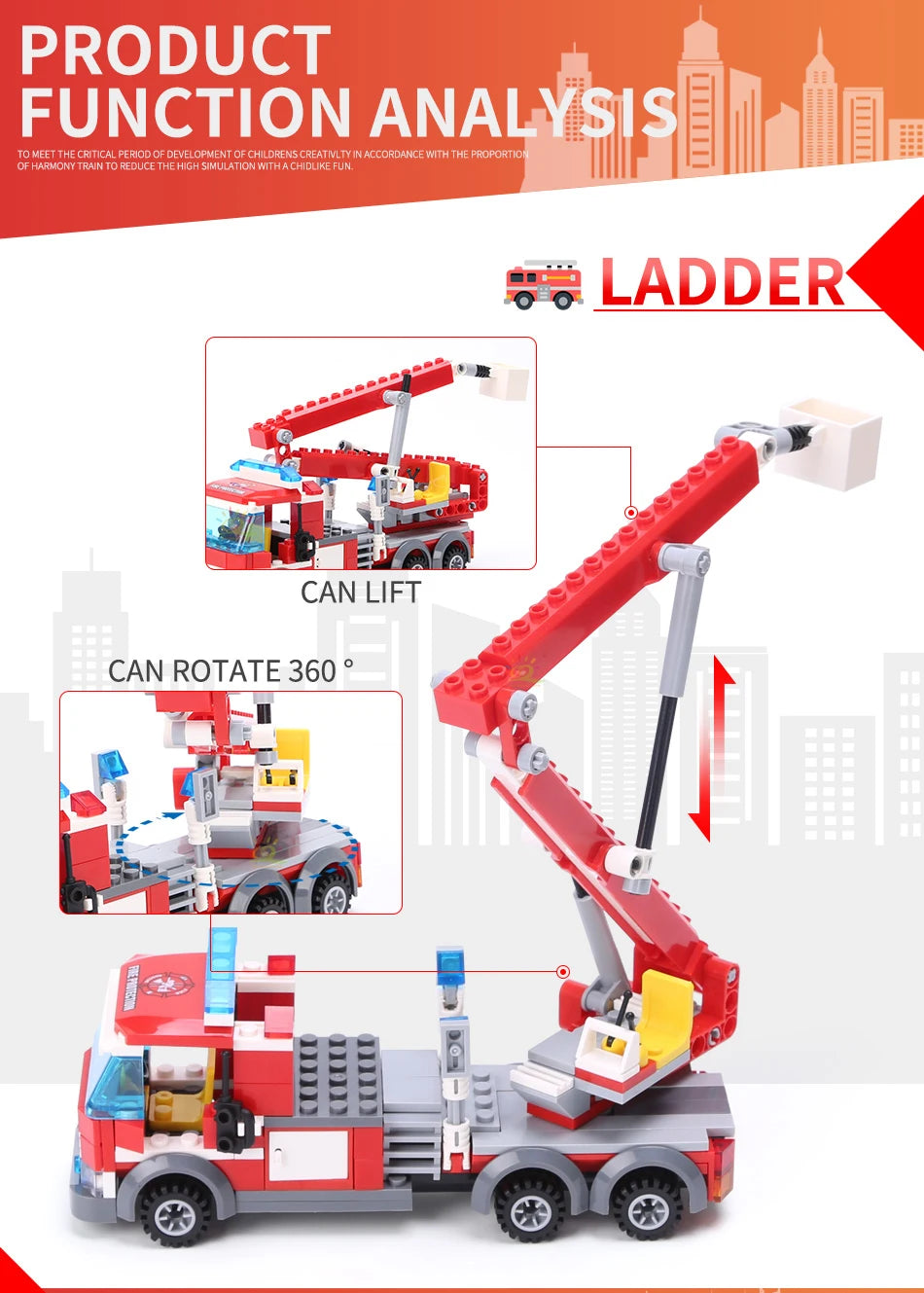 HUIQIBAO 774pcs City Fire Station Model Building Blocks Boys Firefighter Truck Educational Construction Bricks Toys For Children