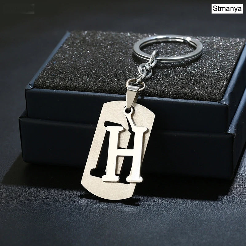 Charm New 26 Letters Stainless Steel Key Chain Men Women keychain Best Couple gift Jewelry Car Key Ring A-Z Keychain