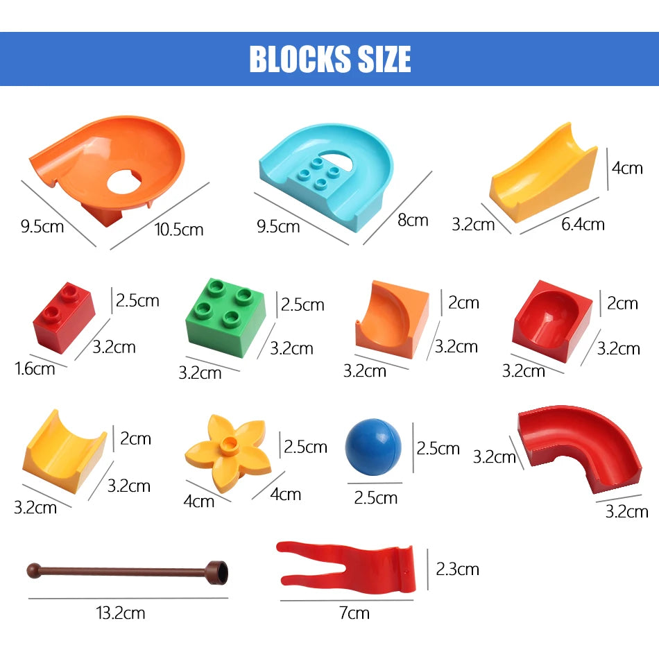 77-308PCS Marble Race Run Big Block Compatible City Building Blocks Funnel Slide Blocks DIY Big Bricks Toys For Children Gift