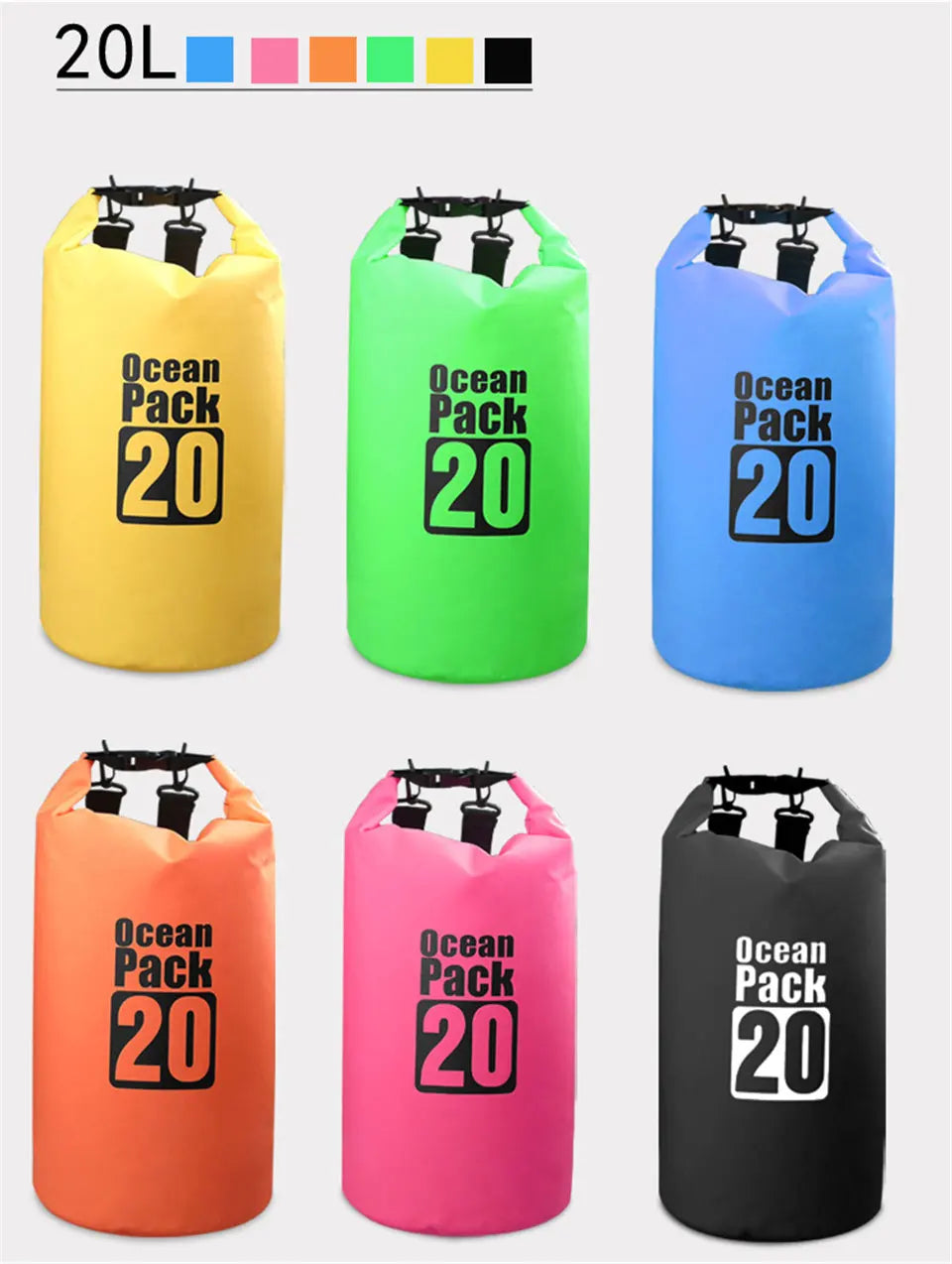 Waterproof PVC Dry Bag for Women Men 2L/5L/10L/15L/20L/30L Outdoor Sport Storage Bag for Kayaking, Boating, Fishing, Swimming