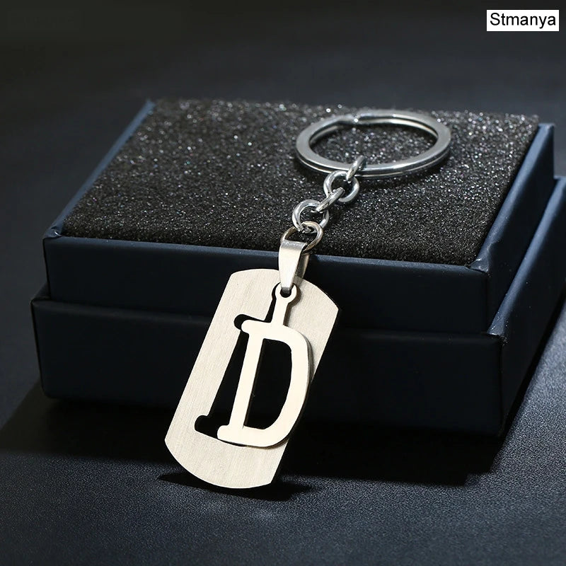 Charm New 26 Letters Stainless Steel Key Chain Men Women keychain Best Couple gift Jewelry Car Key Ring A-Z Keychain