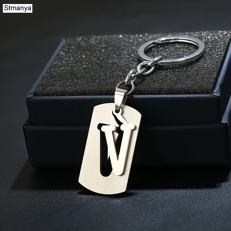 Charm New 26 Letters Stainless Steel Key Chain Men Women keychain Best Couple gift Jewelry Car Key Ring A-Z Keychain