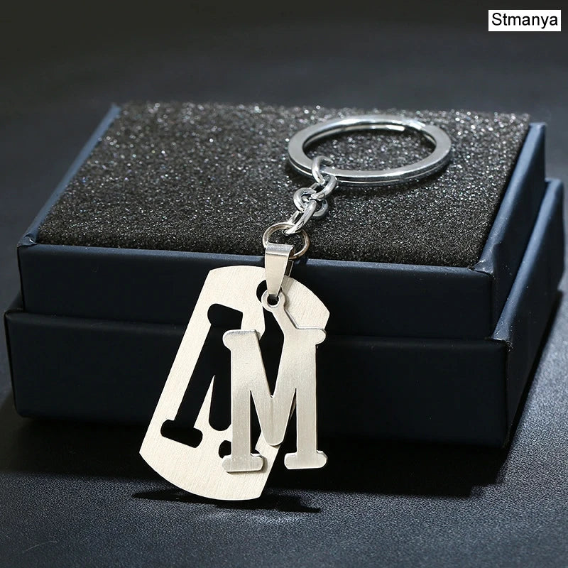 Charm New 26 Letters Stainless Steel Key Chain Men Women keychain Best Couple gift Jewelry Car Key Ring A-Z Keychain