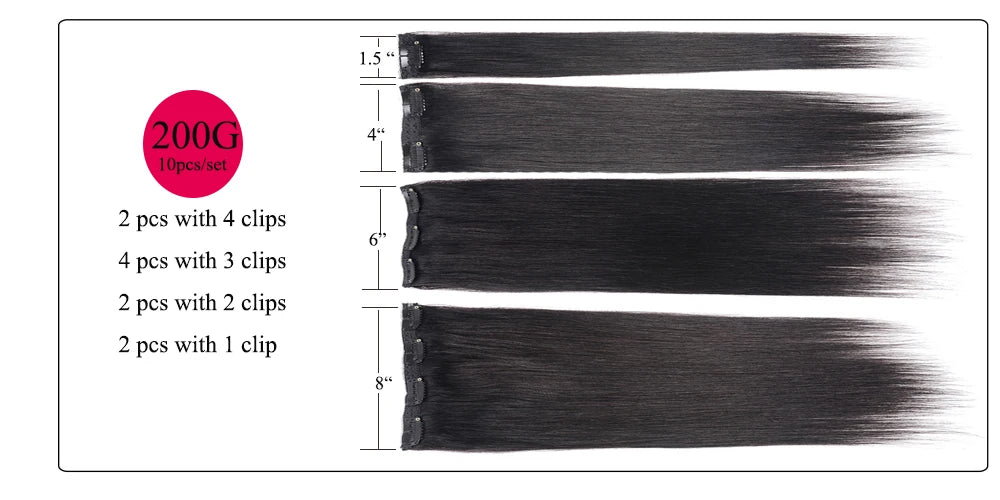 Doreen 160G 200G 240G Volume Series Brazilian Machine Remy Straight Clip In Human Hair Extensions  Full Head 10Pcs 16 to 24 Inch