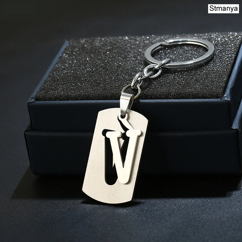 Charm New 26 Letters Stainless Steel Key Chain Men Women keychain Best Couple gift Jewelry Car Key Ring A-Z Keychain
