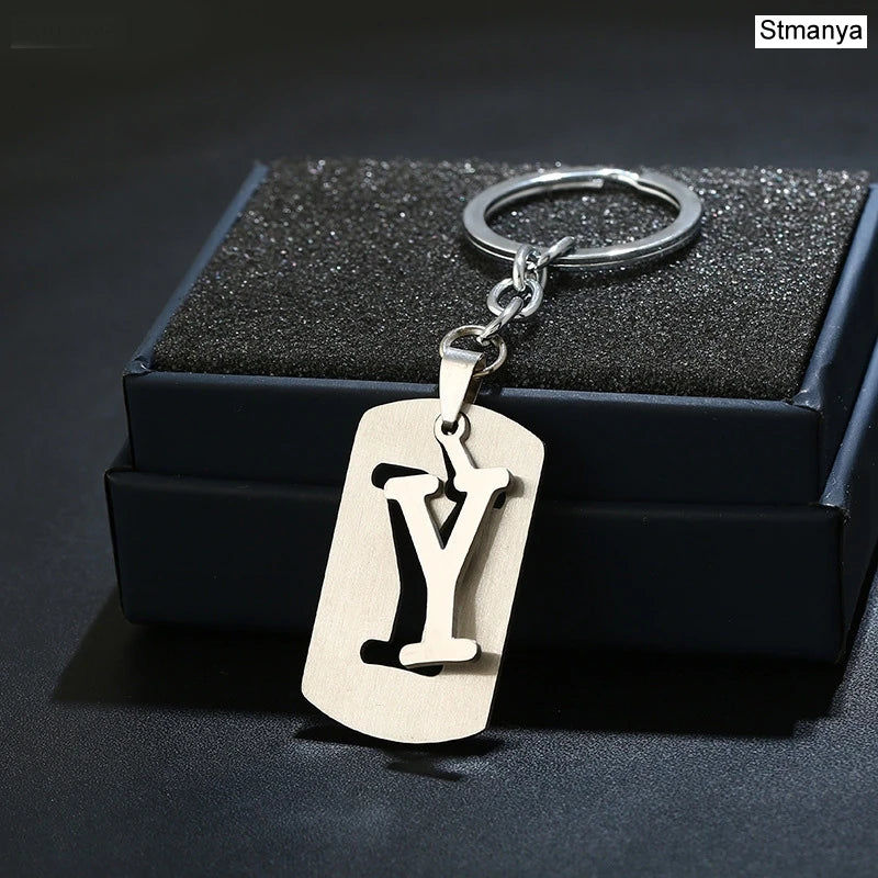 Charm New 26 Letters Stainless Steel Key Chain Men Women keychain Best Couple gift Jewelry Car Key Ring A-Z Keychain