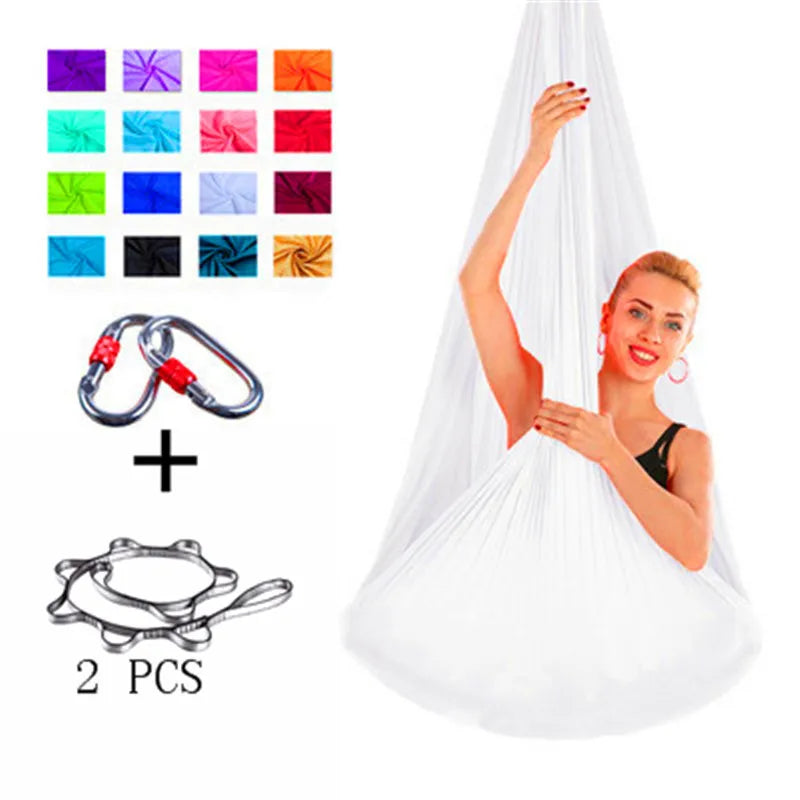 Stretch fabric Full set Flying-Aerial Yoga Hammock Fabric Swing Latest Multifunction Anti-gravity Yoga belts for yoga training