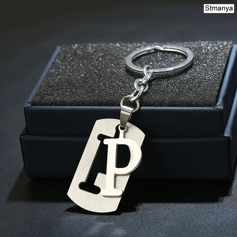Charm New 26 Letters Stainless Steel Key Chain Men Women keychain Best Couple gift Jewelry Car Key Ring A-Z Keychain
