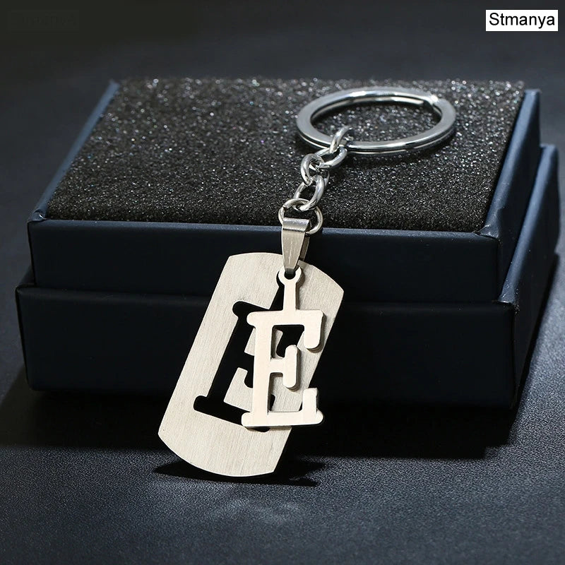 Charm New 26 Letters Stainless Steel Key Chain Men Women keychain Best Couple gift Jewelry Car Key Ring A-Z Keychain
