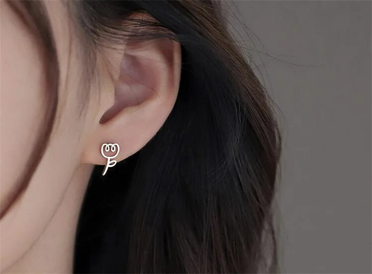 Uini-Tail hot selling new 925 Tibetan silver cute tulip earrings temperament fashion trend dynamic sweet girl jewelry  ED190