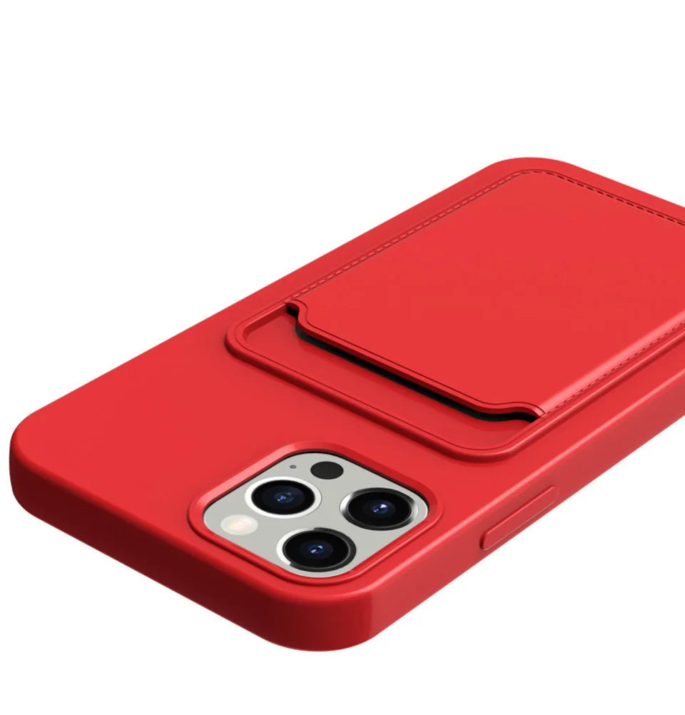 Phone Case For IPhone 16 Pro Max Case IPhone 12 Mini TPU Frosted Soft Protective Cover iPhone 14 Card Pocket 15 Plus