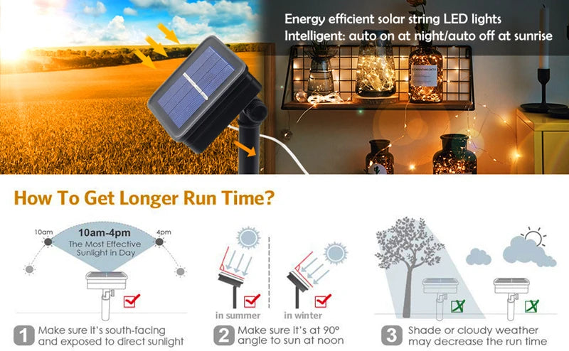 LED Solar Light Outdoor Garden Fairy String Light Led Twinkle Waterproof Lamp for Christmas Patio Tree Party 6m/12m/23m/33m