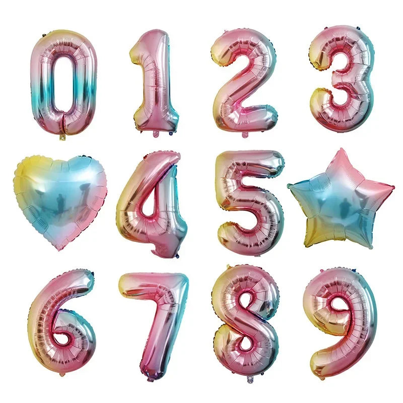 32/40 Inch 0-9  Number Balloons Big Foil Birthday Balloon Helium Child Adult Happy Birthday Wedding Party Decorations Supplies