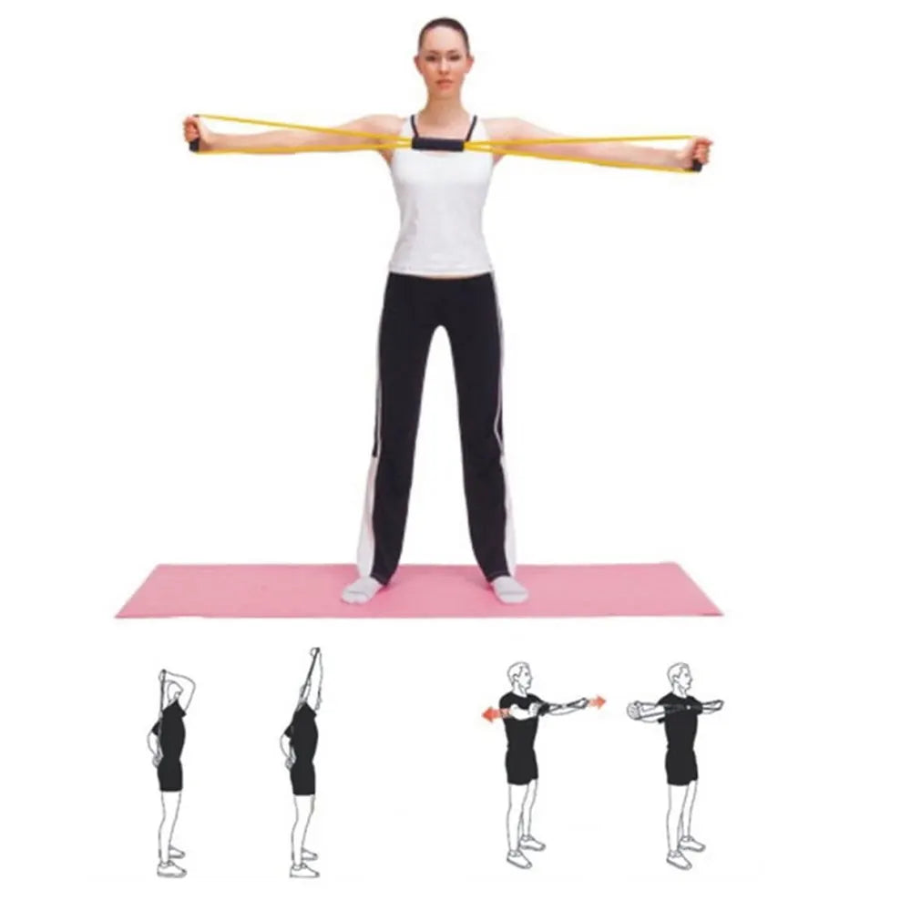 BraceTop Yoga Gym Fitness Resistance 8 Word Chest Expander Rope Workout Muscle Trainning Rubber Elastic Bands for Sport Exercise