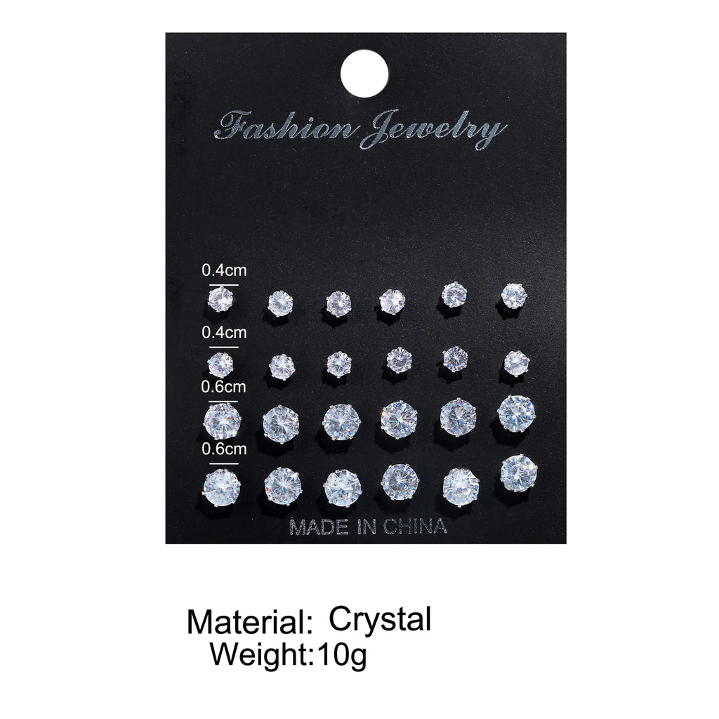 24pcs/set Fashion Minimalist Sparkling Zircon Stud Earrings For Women Decorative Earring Party Date Daily Wear Jewelry Gifts New