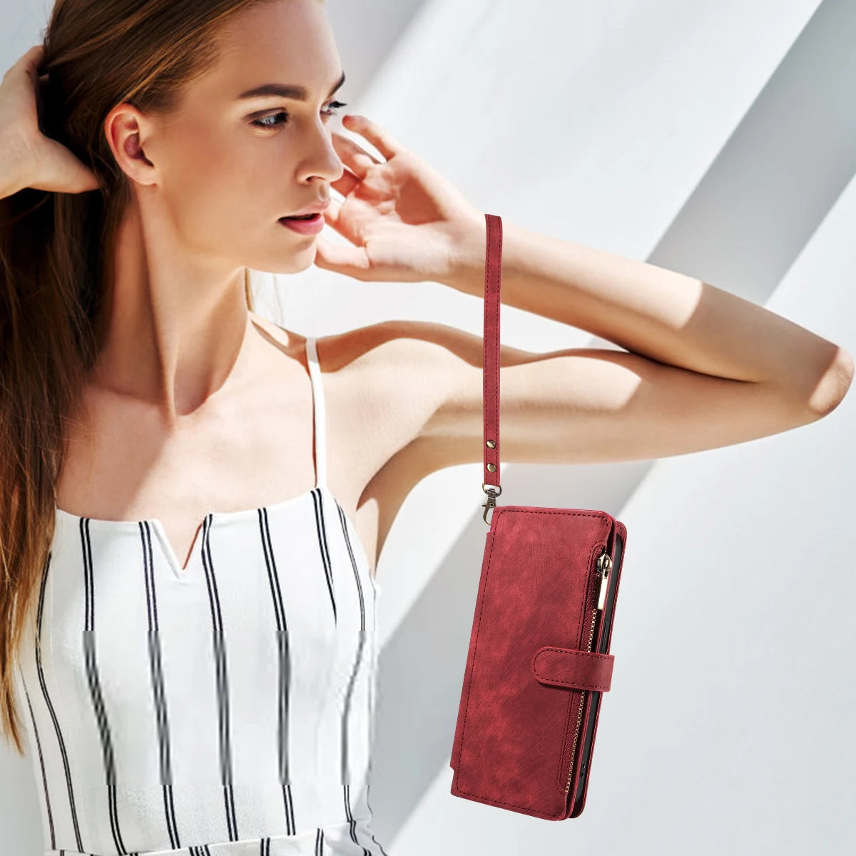 PU Leather Phone Case for Samsung Galaxy S25Edge Ultra S24 S23 S22 S21 S20 S10 S9 S8Plus FE Note20 Flip Wallet Style Phone Cover