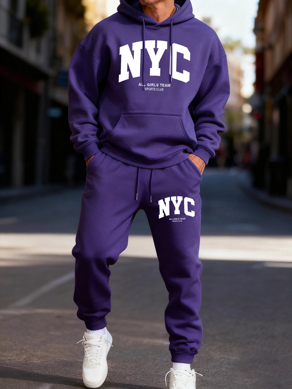 New York City Letter Eye-Catching Print Mans Hoodie Set Casual Winter Two Pices Sets Sporty Jogging Pants Fashion Autumn Hoodies