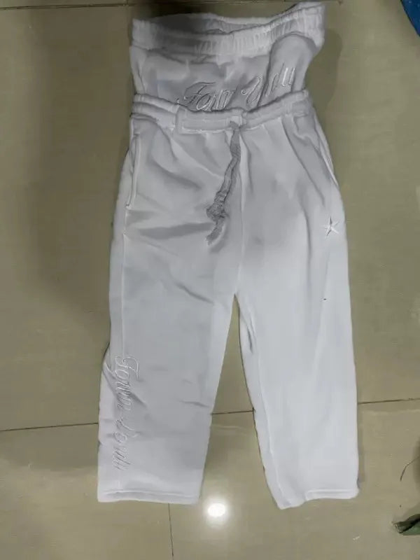 American Style Personalized Double Waisted Solid Casual Pants Sporty Popular Embroidery Sport Loose Men Women Couple Sweatpants