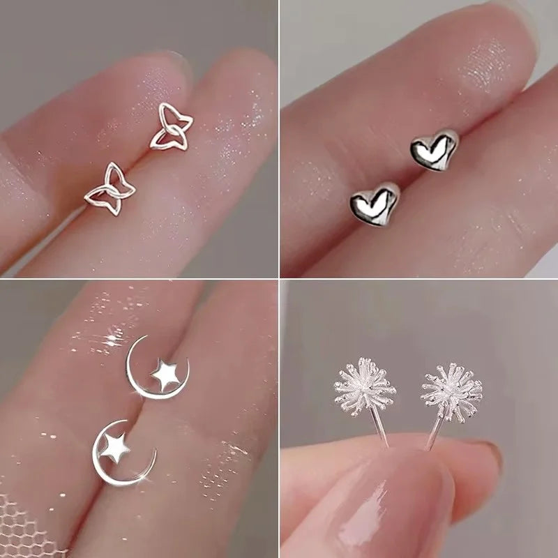 Fashion Tiny Minimalist Heart Stud Earrings For Women Teen Hypoallergenic Daily Wear Butterfly Earring Piercing Jewelry Gifts