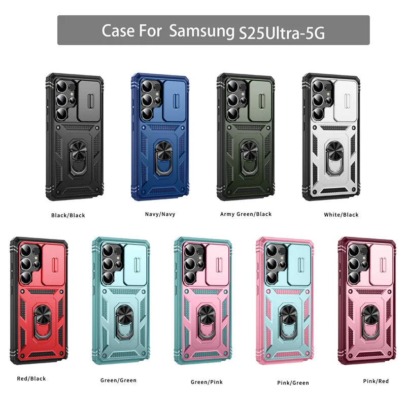 360 Full Protection Phone Case For Samsung Galaxy S25 Ultra S25 Plus Case Armor Car Magnet Ring Stand for GalaxyS25 + S 25 Cover