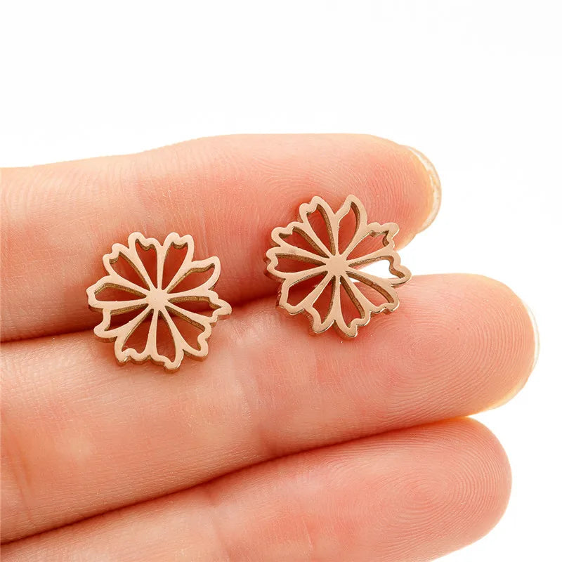 4Pairs/Lot Fashion Stainless Steel Star Moon Stud Earrings Sets for Women Small Flower Porker Dog Earings Jewelry Gift Wholesale