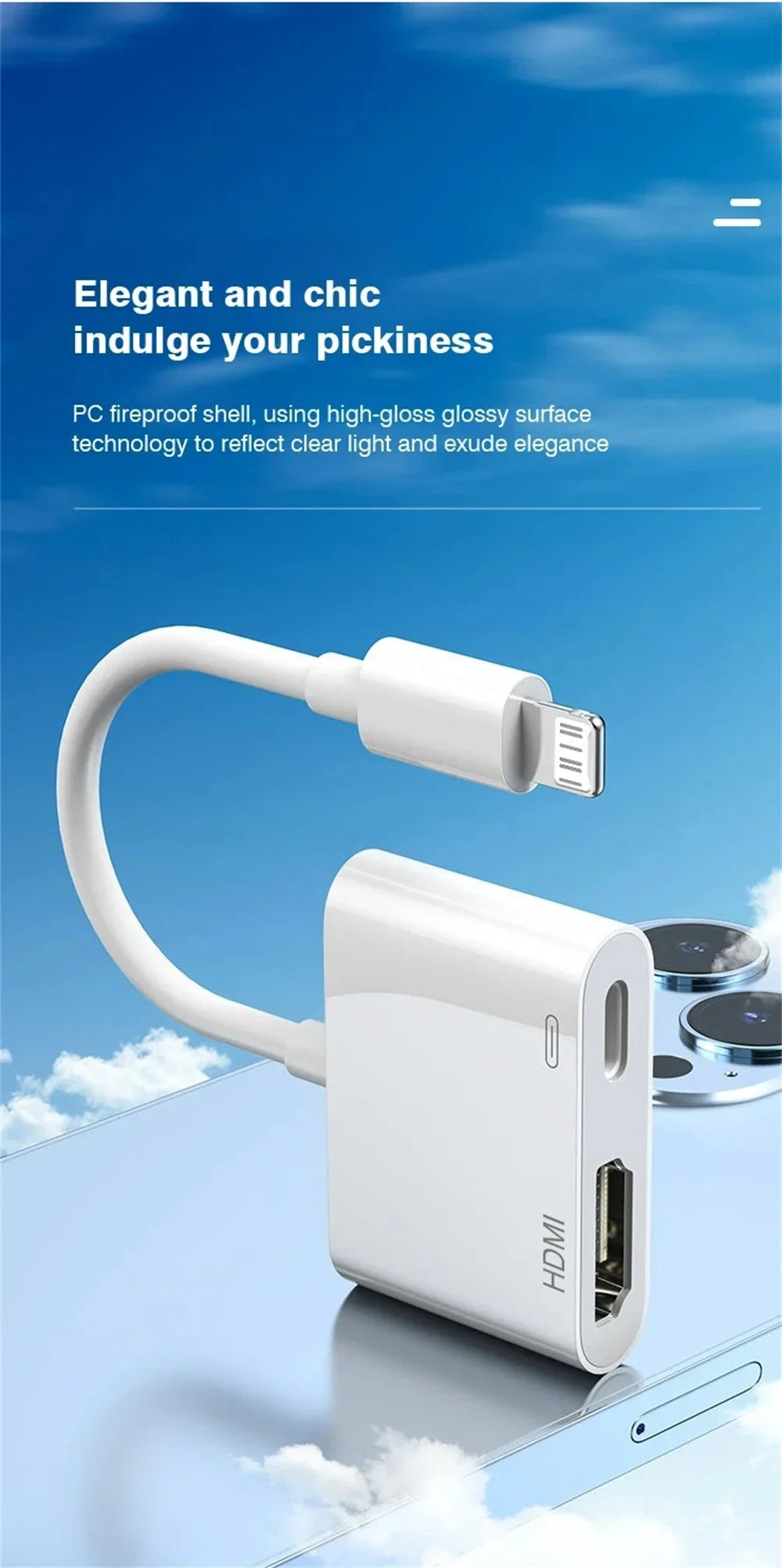 HD 1080P Phone To HDMI-Compatible Projection Cable Adapter Audio Sync Screen Connector For Lightning To HDMI-Compatible Adapter