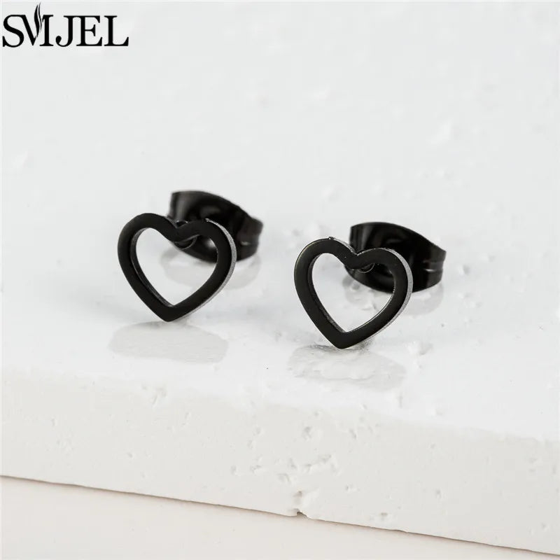 Stainless Steel Earring Hollow Love Heart Fashion Stud Earrings Classic Simple Earings for Women Wedding Jewelry Bridesmaid Gift