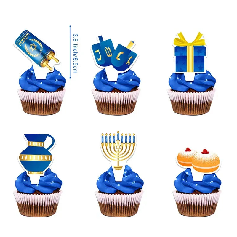 Jewish Hanukkah Balloon Banner Supplies Chanukah Disposable Tableware Cup Plate Napkins Happy Chanukah Festival Party Decoration