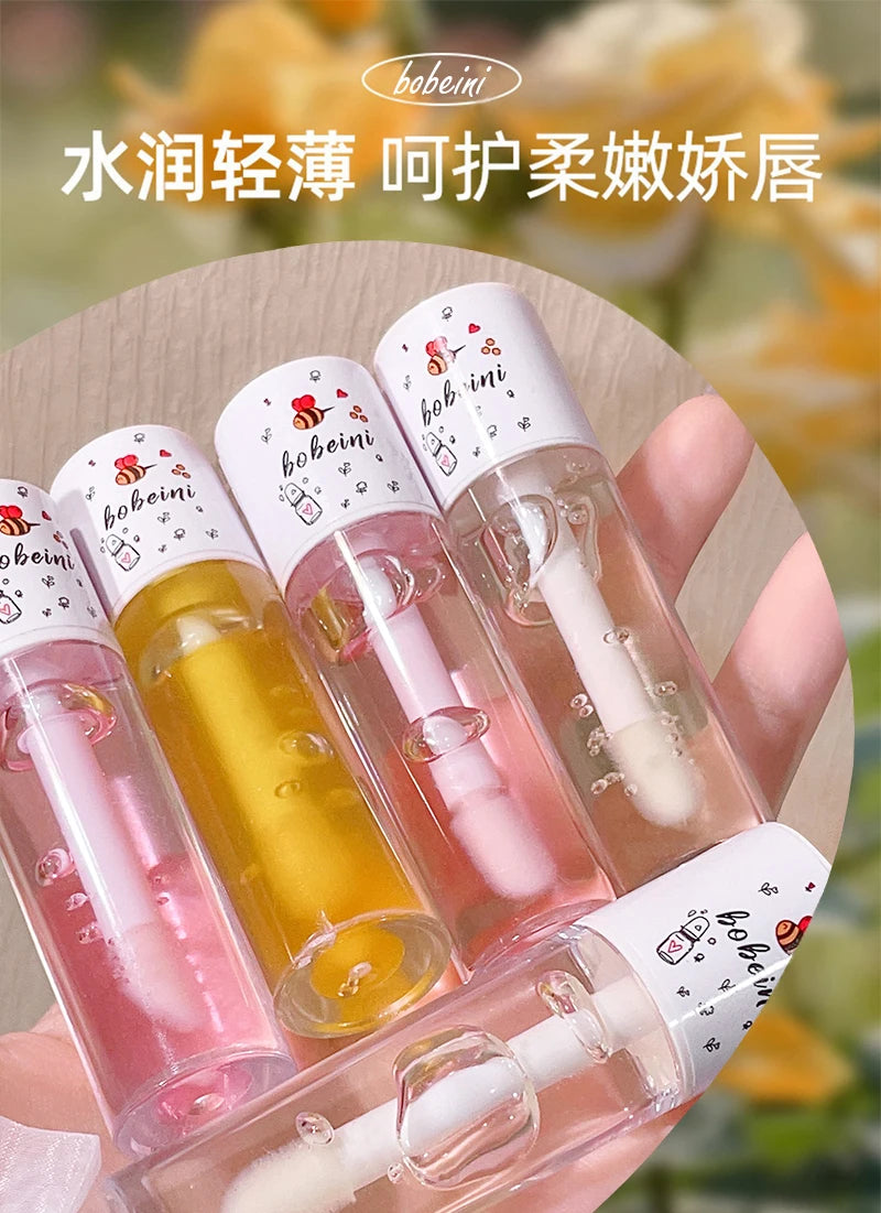 Bee Lip Oil Water-shine Glass Transparent Lip Honey Dry Repair Lip Care toot Lip Moisturizing Lip Oil