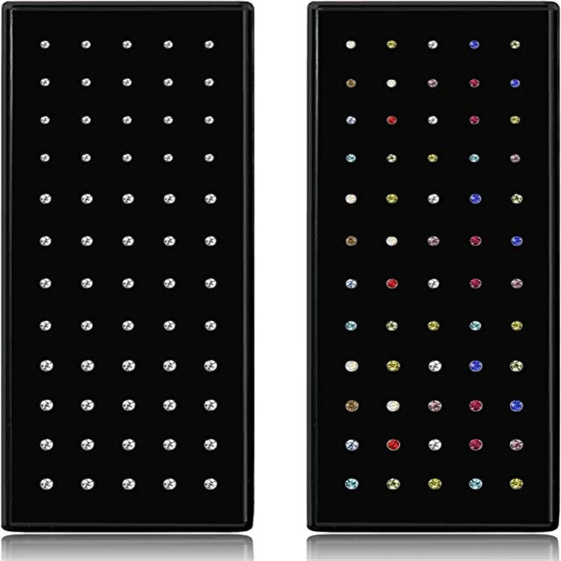 60Pcs Fashion L Shape Rhinestone Crystal Stainless Steel Nose Piercing Ear Bone Women Hypoallergenic Body Jewelry Piercing