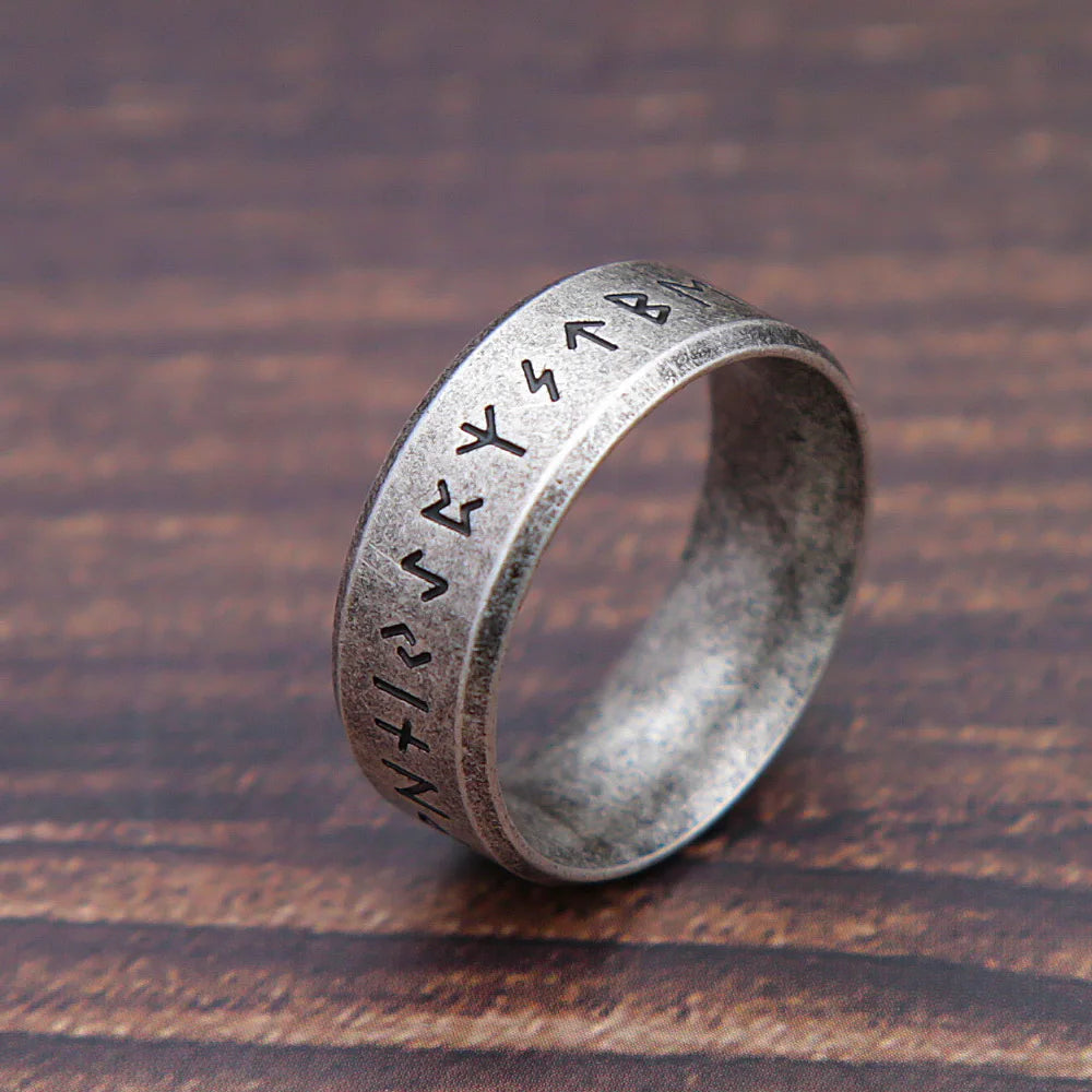 Fashion Retro Viking Rune Ring for Men Women 316L Stainless Steel Odin Letter Rings Couple Simple Amulet Jewelry Gifts Wholesale