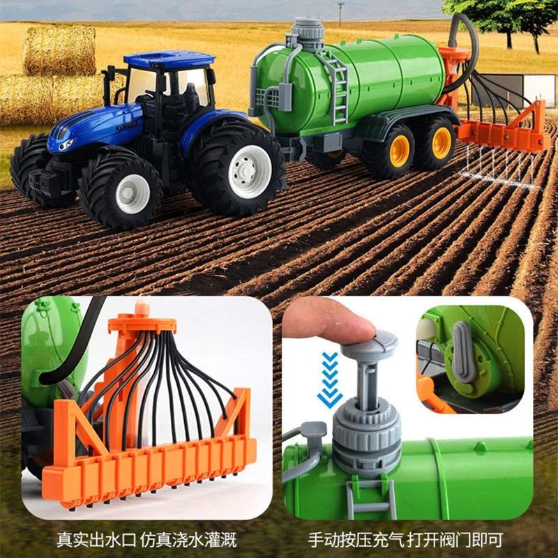 Tractor Toy Car Model Trailer and Accessories Simulation Children's Farmer Car