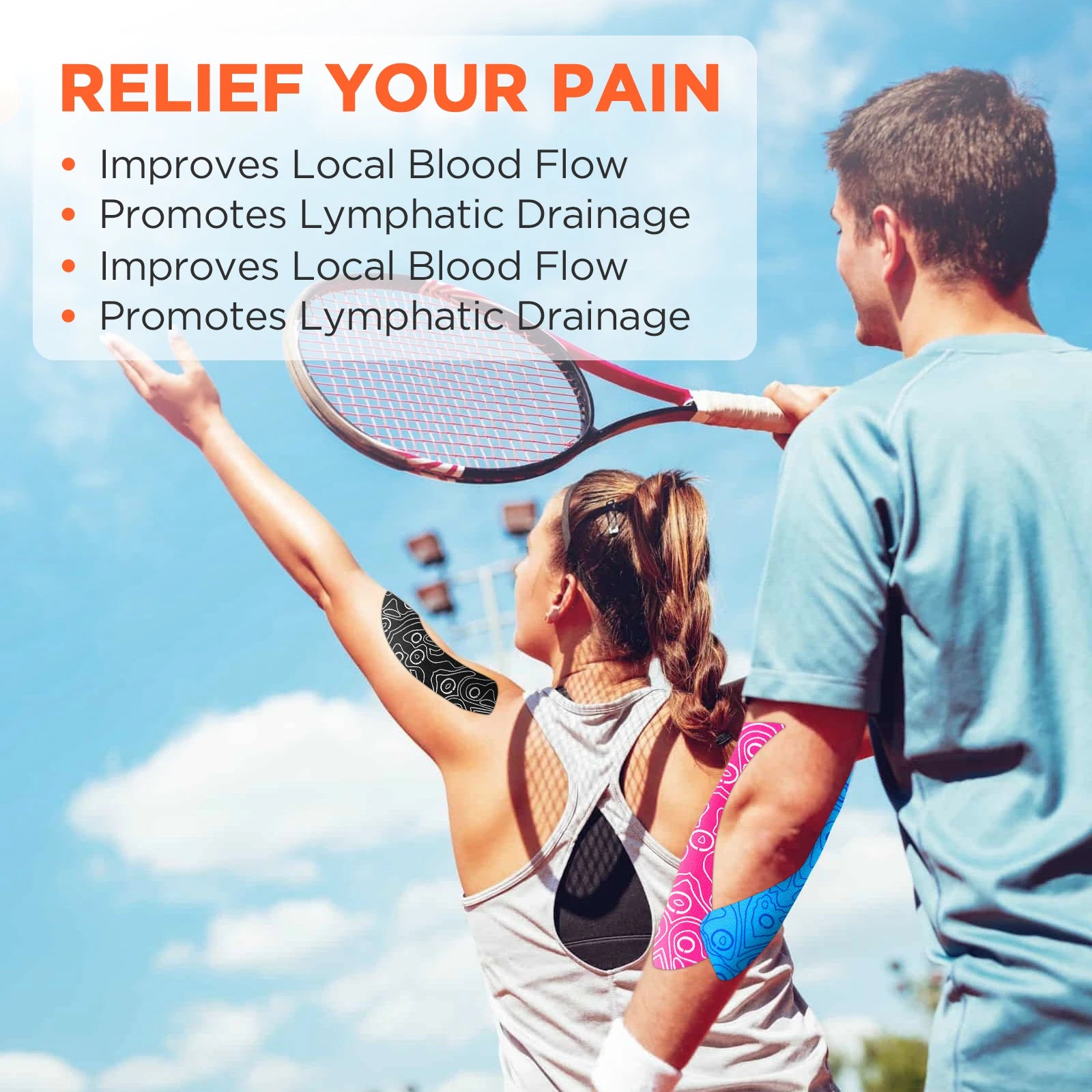 2 Rolls OK TAPE PRO Kinesiology Tape, New Packaging 5cmX16ft Free Cut Tape, Updated Elastic Athletic Tape Therapeutic Latex Free