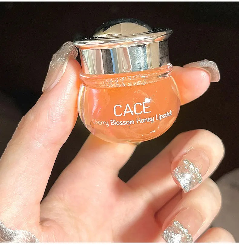 CACE Cherry Blossom Honey Lip Balm — Deeply Hydrating and Plumping, Water-Rich Glossy Finish, Non-Sticky,