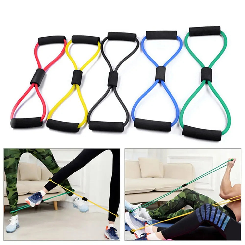 BraceTop Yoga Gym Fitness Resistance 8 Word Chest Expander Rope Workout Muscle Trainning Rubber Elastic Bands for Sport Exercise