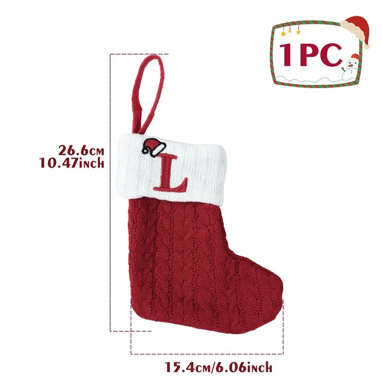 Christmas Alphabet Knitting Socks Christmas Tree Ornaments Christmas Decorations For Home 2025 Noel New Year 2026 Xmas Gift