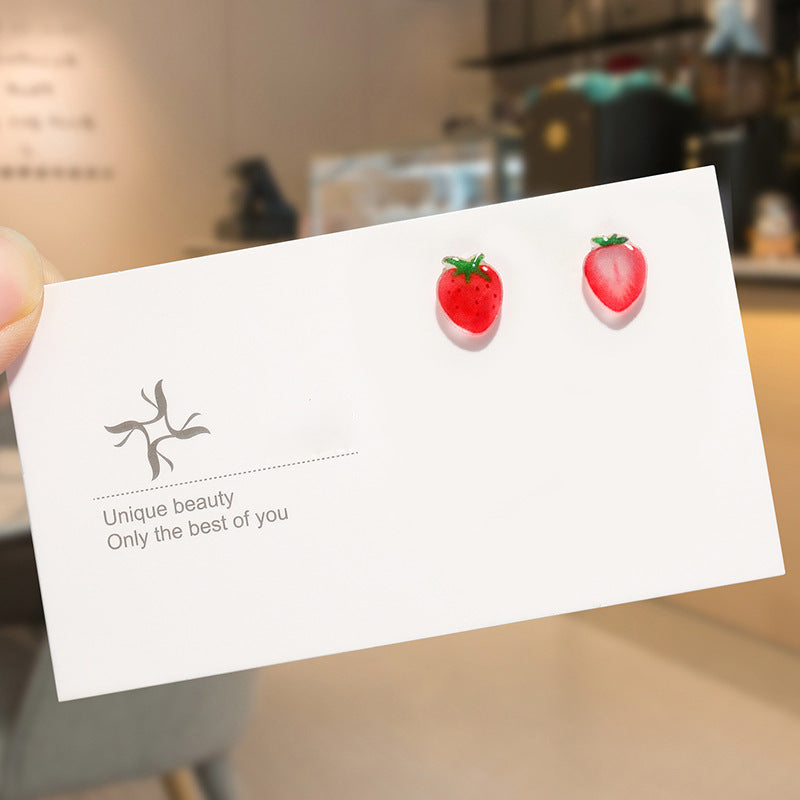 Round Magnetic Non-Piercing Clips on Stud Earrings Cute Fruit Series Stainless Steel Ear Stud Fashion Jewelry Sweet Girls 1 Pair