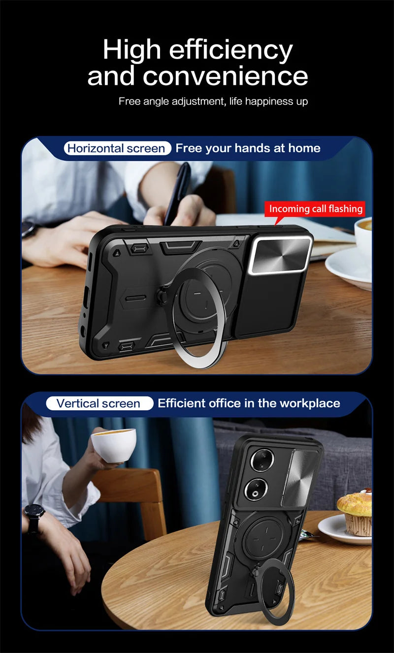 Funda For Honor 90 5G Case Shockproof Armor Magnetic Metal Ring Phone Case For Honer Honar 90 Honor90 Slide Camera Protect Cover
