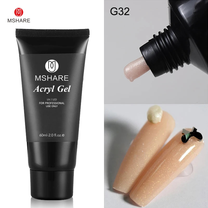 MSHARE Poly Nails Acryl Gel 60ml Builder UV Led Acrylgel Nails Extensions Acrylic Pink White Clear Acrylatic Hema Tpo Free Gel