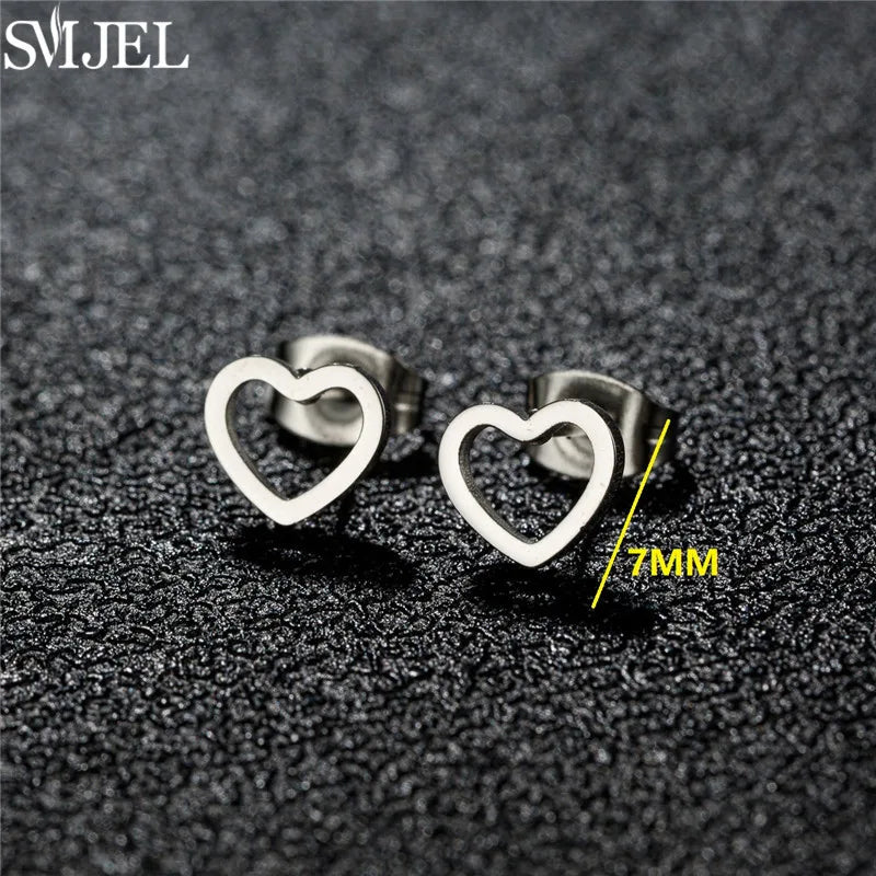 Stainless Steel Earring Hollow Love Heart Fashion Stud Earrings Classic Simple Earings for Women Wedding Jewelry Bridesmaid Gift